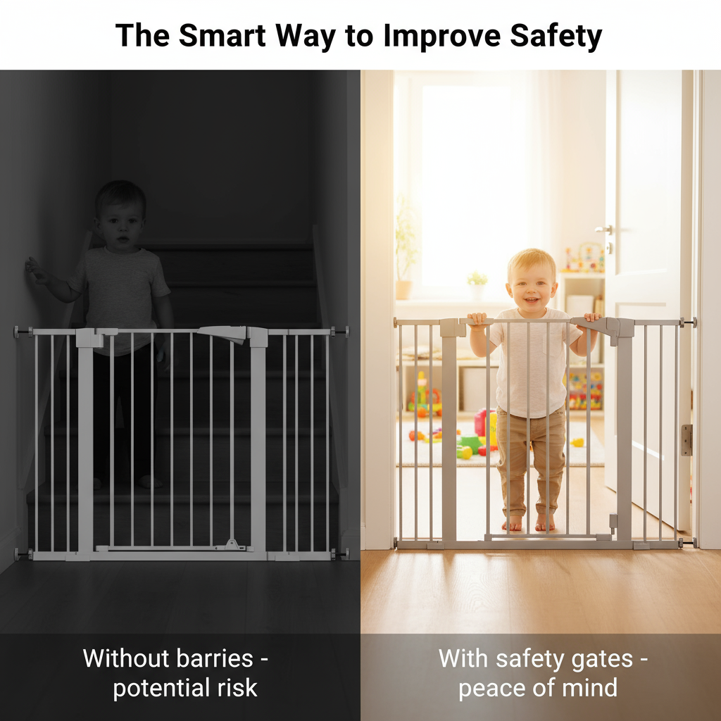 30 "high White child safety gate for baby door barrier with 7+14+14CM extensions