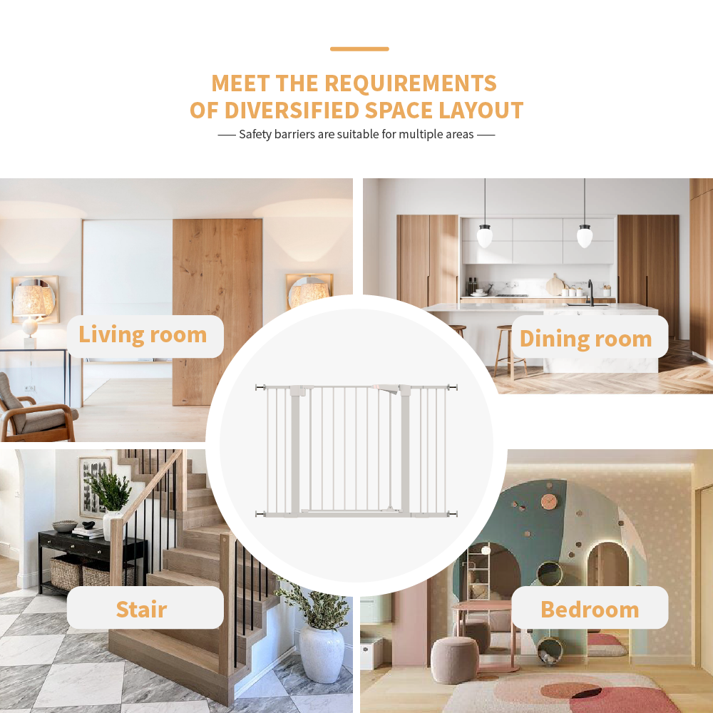 30 "high White child safety gate for baby door barrier with 7+14+14CM extensions