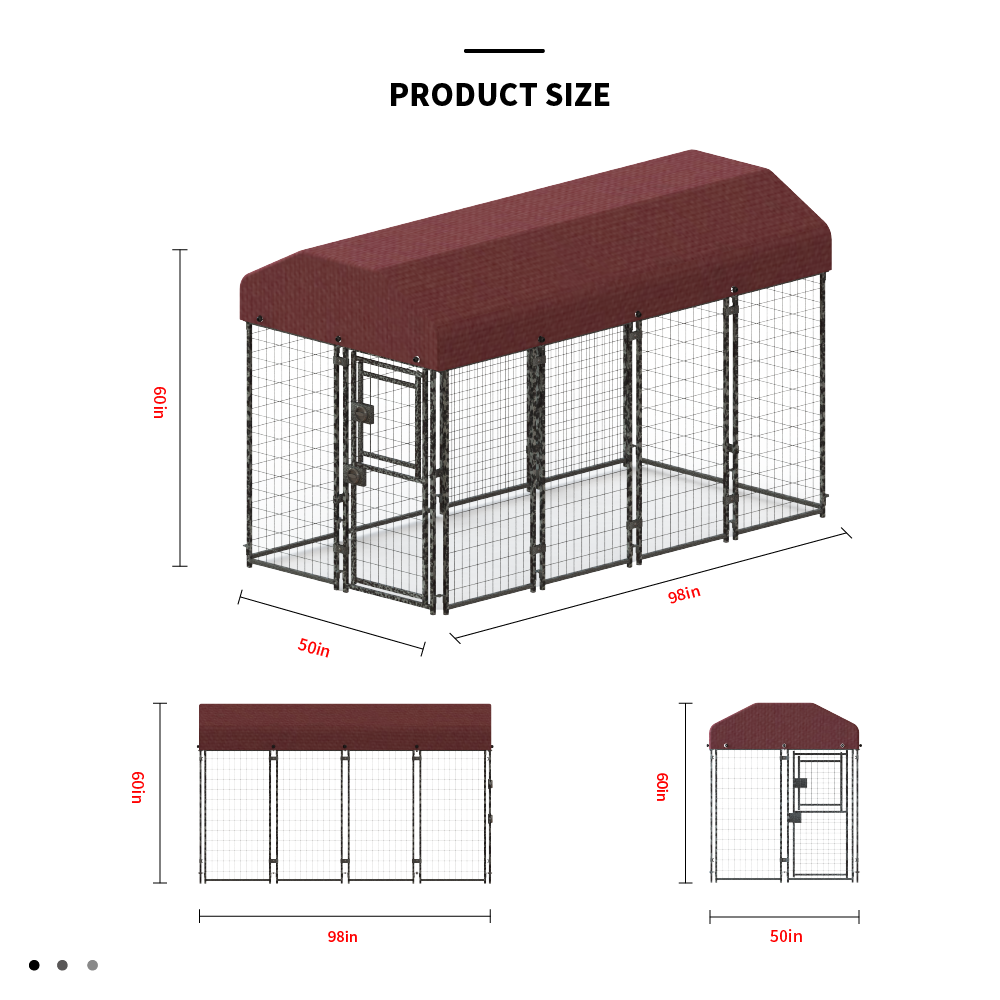 12 pieces square tube wire running cage black running cage single door