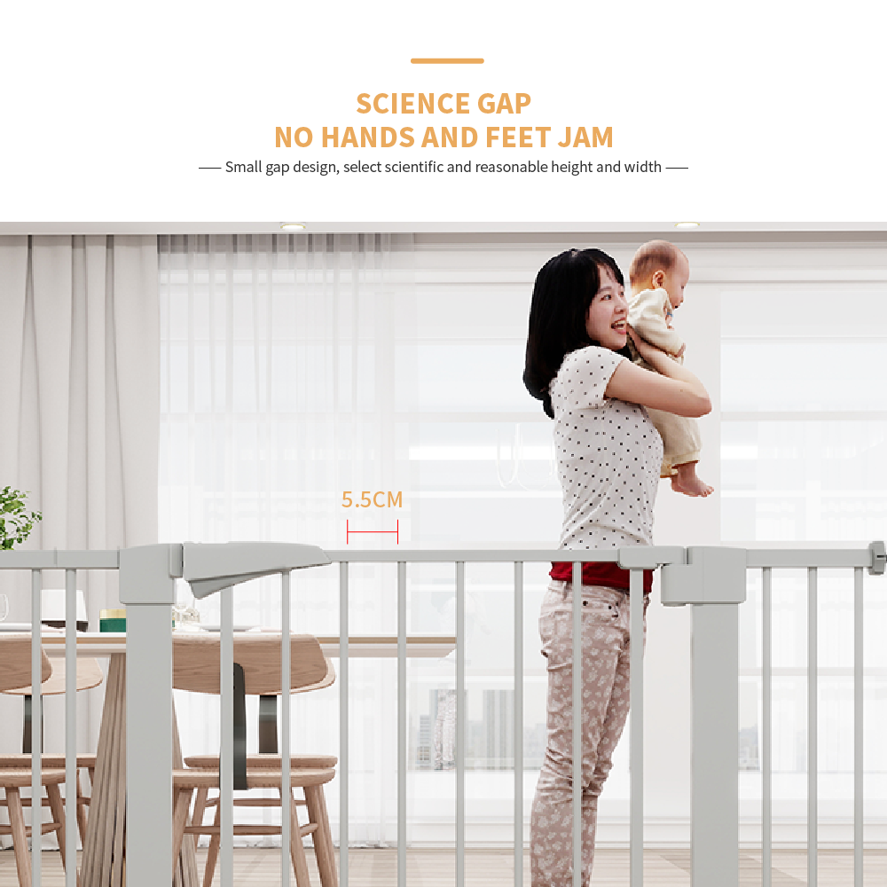 30 "high White child safety gate for baby door barrier with 7+14+14CM extensions