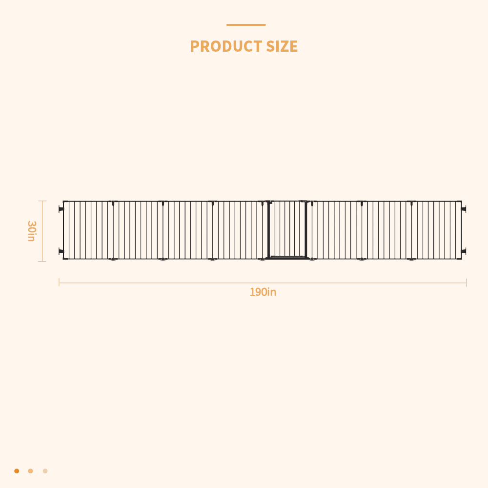190" Extra Wide Black Fence With Door Metal Safety Gate For Pet/Dog, Max Length 190", 8-Panel