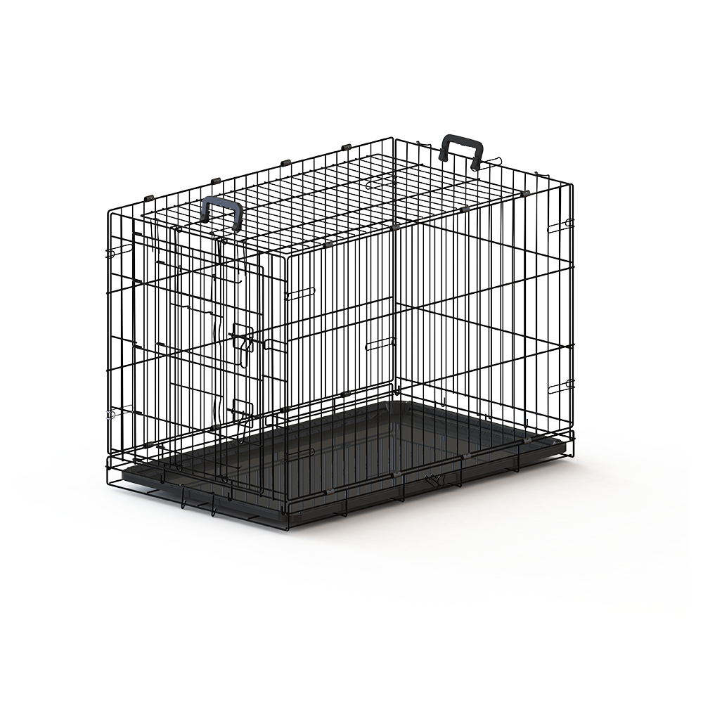 36 inches Black wire dog cage double lock mechanism two doors two handles Double bolt
