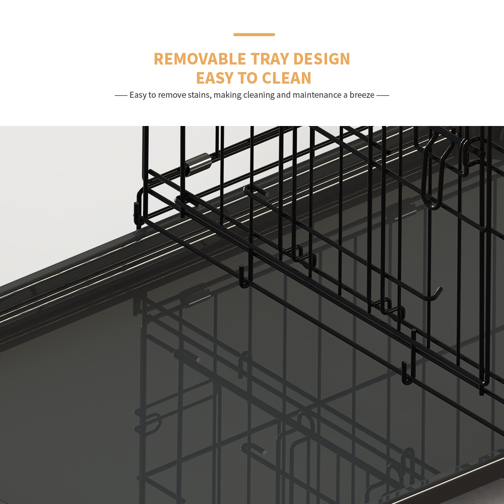 36 inches Black wire dog cage double lock mechanism two doors two handles Double bolt