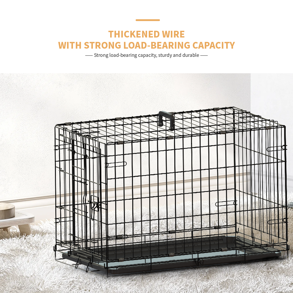 30-inch Black wire dog cage double lock mechanism double door single handle Single bolt