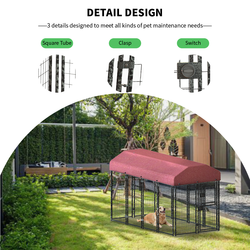 12 pieces square tube wire running cage black running cage single door