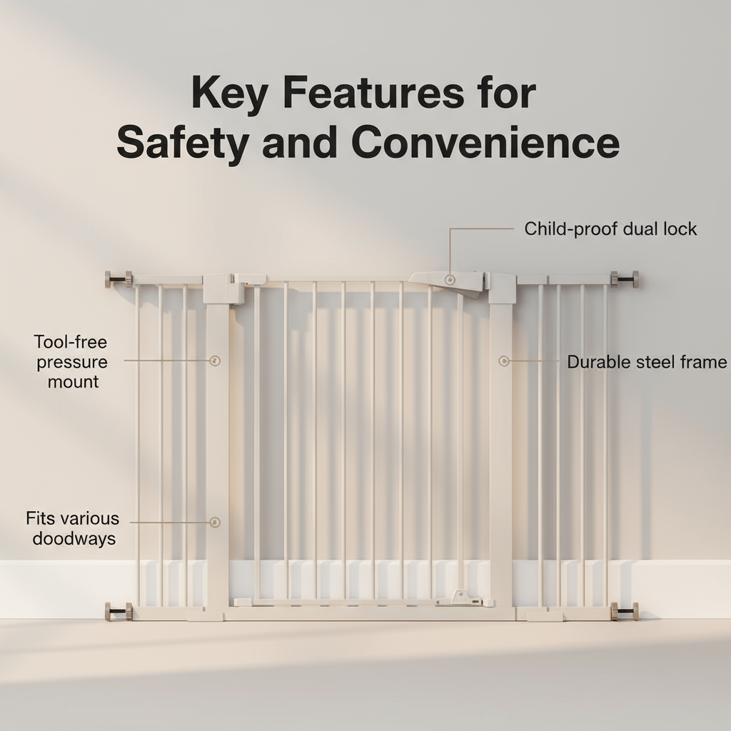 30 "high White child safety gate for baby door barrier with 7+14+14CM extensions