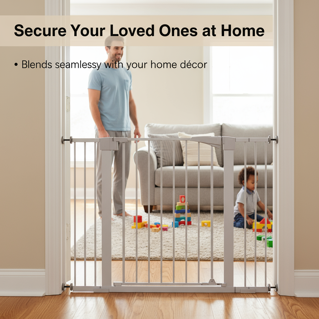 30 "high White child safety gate for baby door barrier with 7+14+14CM extensions