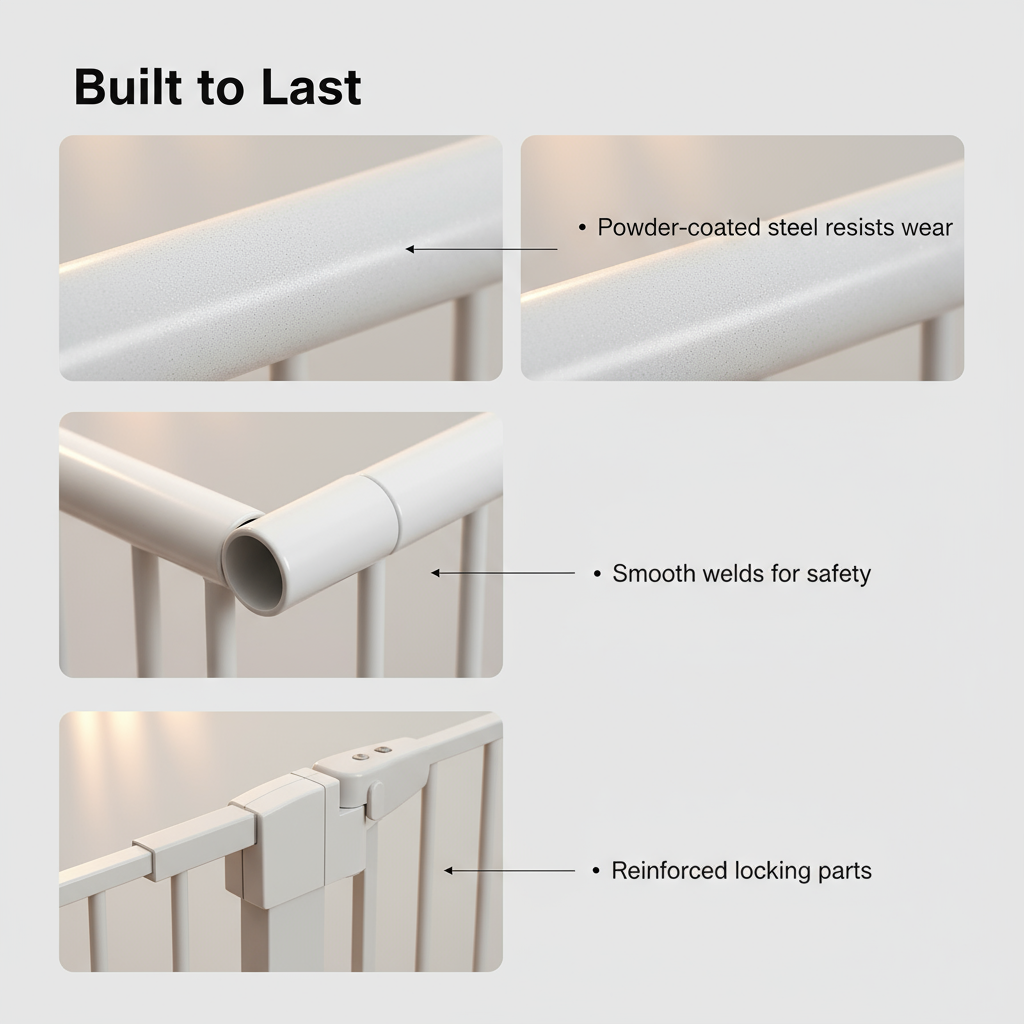 30 "high White child safety gate for baby door barrier with 7+14+14CM extensions