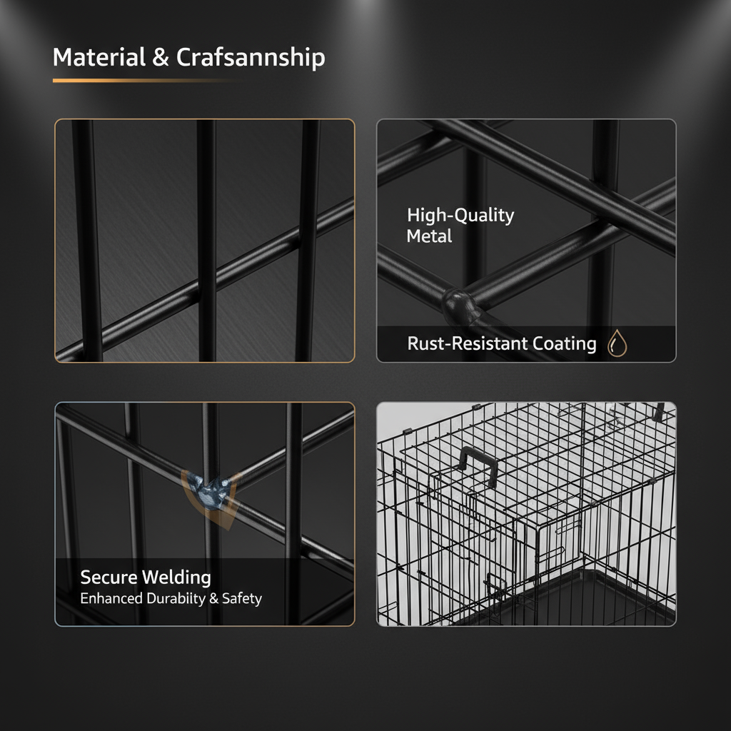 36 inches Black wire dog cage double lock mechanism two doors two handles Double bolt