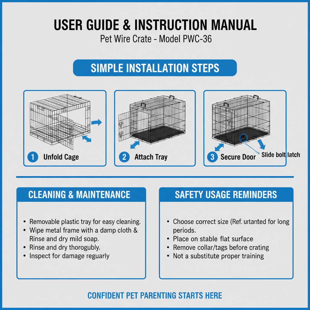 36 inches Black wire dog cage double lock mechanism two doors two handles Double bolt