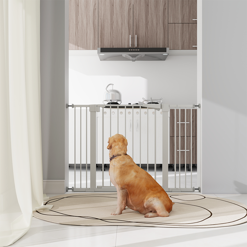 30 "high White child safety gate for baby door barrier with 7+14+14CM extensions