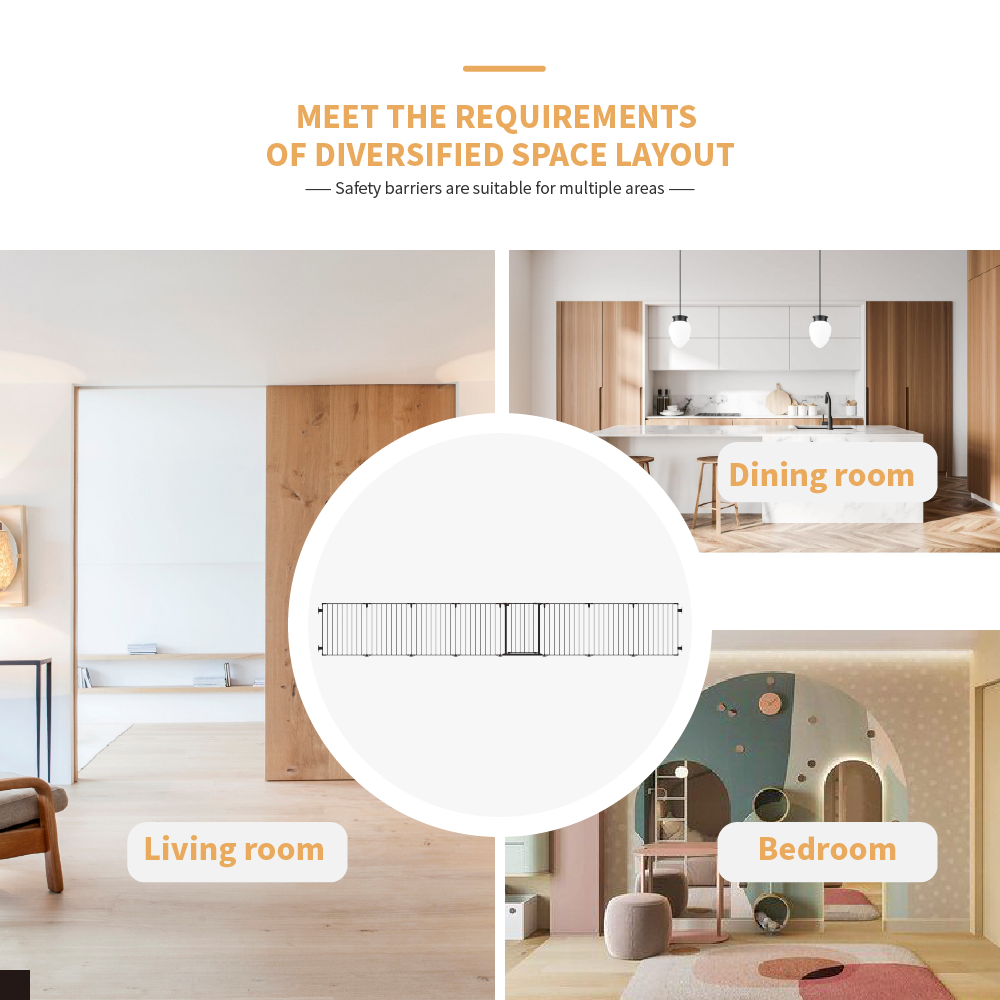 190" Extra Wide Black Fence With Door Metal Safety Gate For Pet/Dog, Max Length 190", 8-Panel