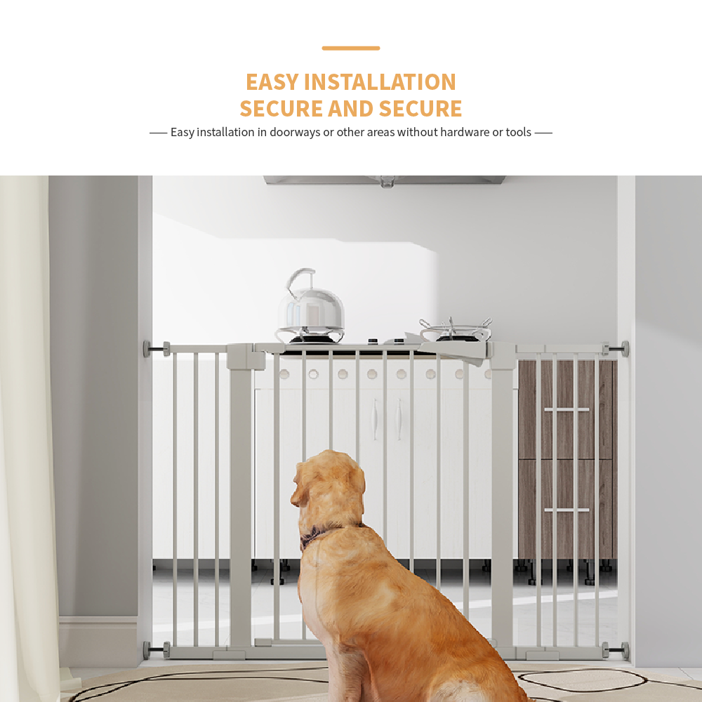 30 "high White child safety gate for baby door barrier with 7+14+14CM extensions