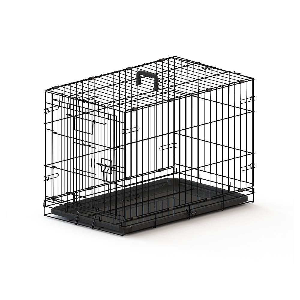 30-inch Black wire dog cage double lock mechanism double door single handle Single bolt