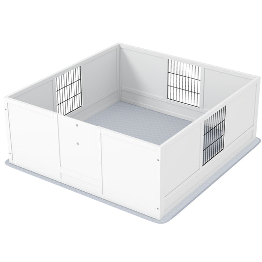 Dog Whelping Box with Washable Pee Pad, Adjustable Height Door, for Large Breed Dogs, 49" x 47" x 19"