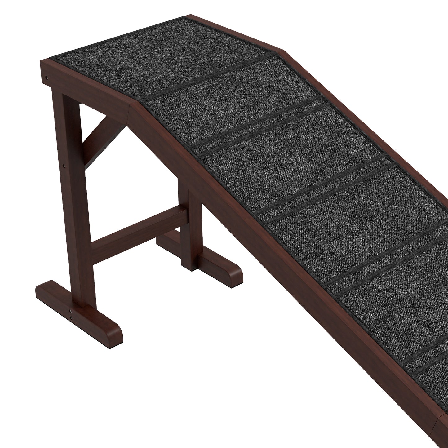 Dog Ramp for Bed, Pet Ramp for Dogs with Non-Slip Carpet and Top Platform, 74" x 16" x 25", Brown