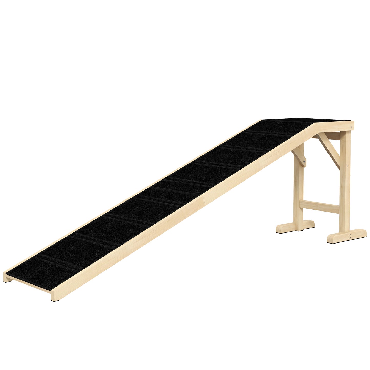 Dog Ramp for Bed, Pet Ramp for Dogs with Non-Slip Carpet and Top Platform, 74" x 16" x 25", Natural
